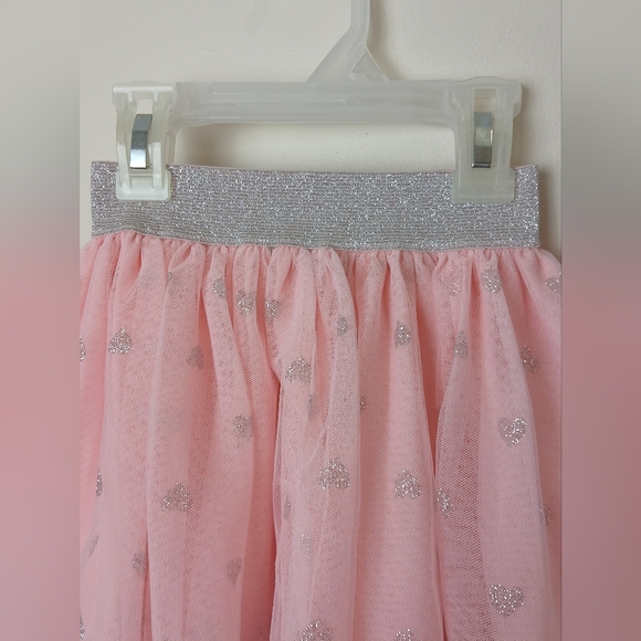 Pink Tulle & Glitter tutu with silver hearts & silver Elastic band Size 2T - Picture 2 of 7